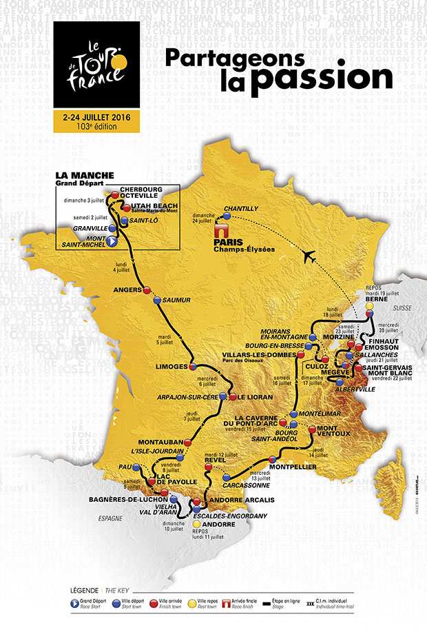 Recorrido Tour de Francia 2016