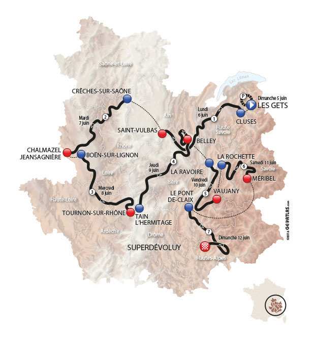 Mapa del recorrido de la Dauphiné