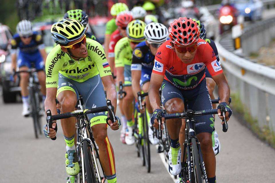 Contador y Quintana charlan durante la fuga a ayer