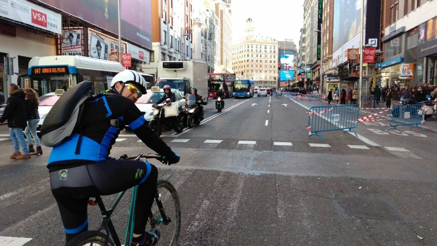 Gran Vía en bici Navidad