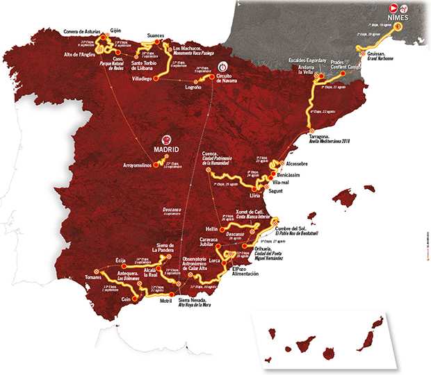Mapa de la Vuelta a España 2017