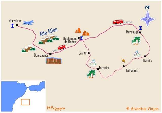Mapa y recorrido Sahara Bike