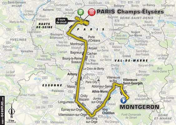 Mapa llegada del Tour 2017 a París