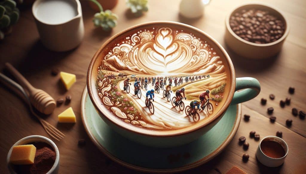 Carrera ciclista en un café